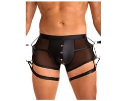 Leren boxershort met boeien - kinky - nachtclub - uitdagend- Maat M