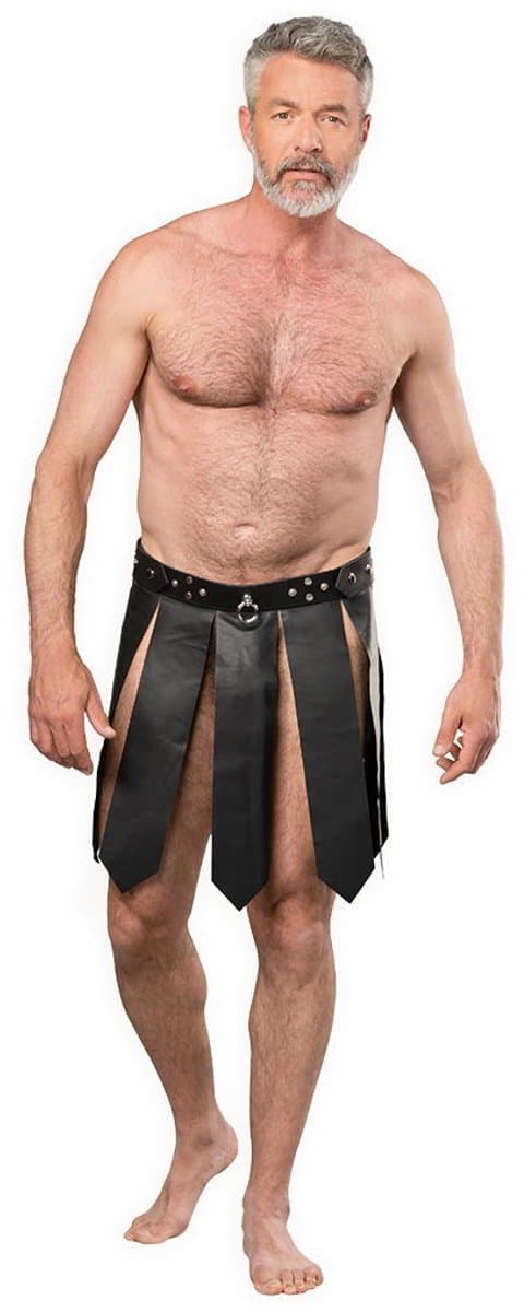 Rimba - Lederen Gladiator Herenrok - Zwart — afbeelding 1