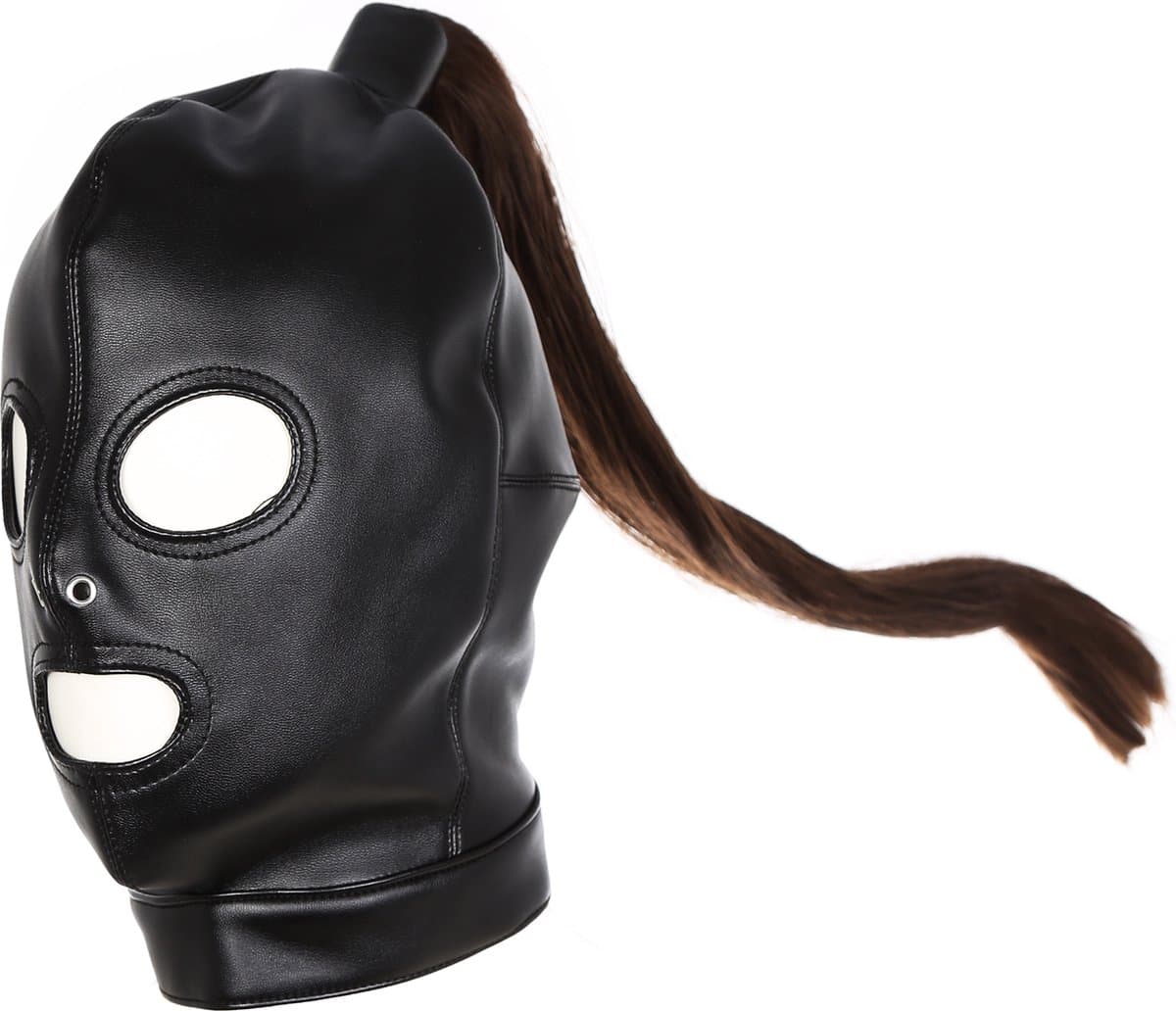 Banoch | Masker Pony Tail staart | zwart imitatie leer | Bondage play — afbeelding 1