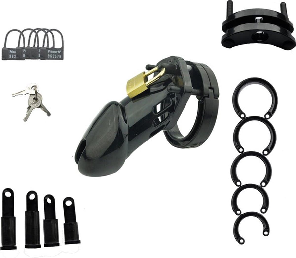 Chastity cage - Kuisheidskooi - Plastic - Seksspeeltjes - kuisheidsriem - 5 maten - Chastity set — afbeelding 1