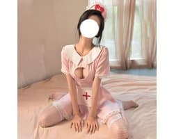 Sexy Verpleegster Lingerie Set voor Vrouwen - Roleplay Kostuum met Jurk & Hoedje - Ondeugend Uniform voor Romantische Nachten - Ideaal voor slank postuur (tot 60 kg)