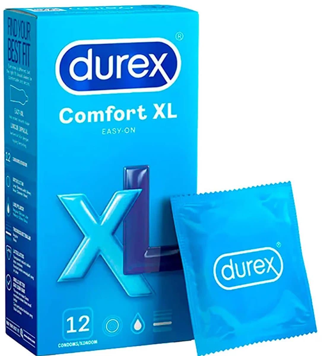 Durex Comfort XL – Extra Grote Condooms – 12 Stuks – Easy-On Pasvorm voor Comfort – Betrouwbare Bescherming – Transparant & Geurloos — afbeelding 1