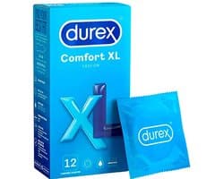 Durex Comfort XL – Extra Grote Condooms – 12 Stuks – Easy-On Pasvorm voor Comfort – Betrouwbare Bescherming – Transparant & Geurloos