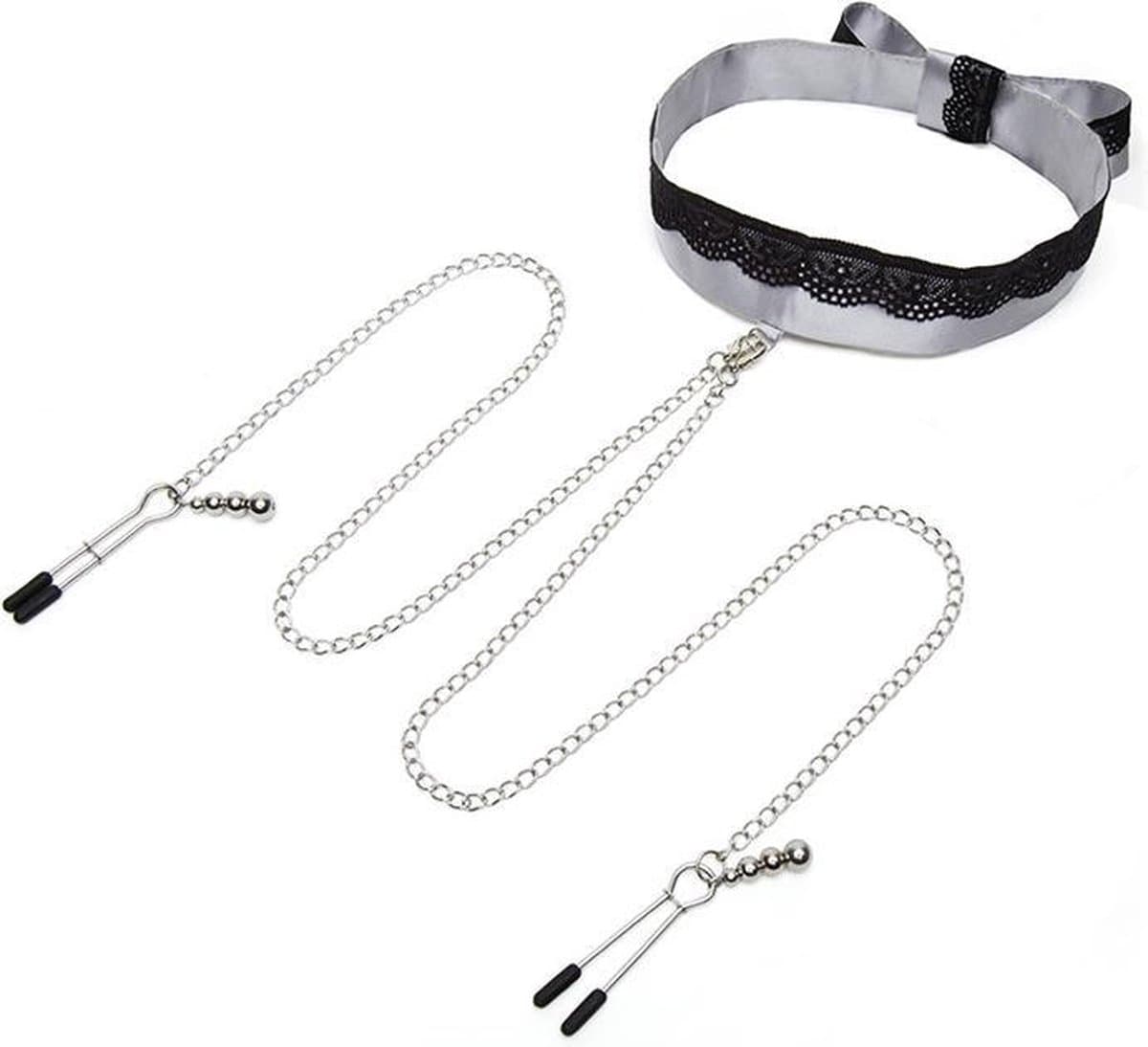 Fifty Shades of Grey - Play Nice Satijn & Kant Ketting & Tepelklemmen — afbeelding 1