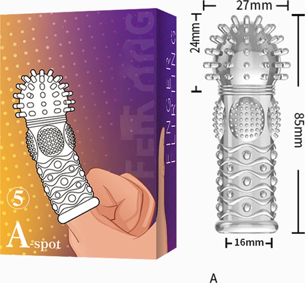 A-Spot Vinger sleeve Siliconen NR5 — afbeelding 1