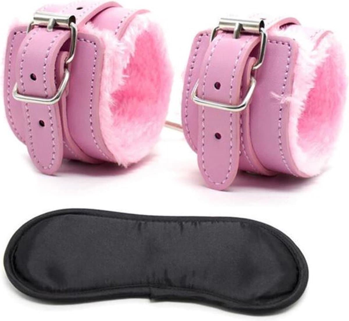 Finnacle - Erotische Lederen SM Bondage Sex Oogmasker Met Handboeien Blinddoek BDSM Party Vrouwen Masquerade Oog Maskers Speeltjes Voor Volwassenen Roze — afbeelding 1