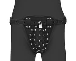 PU Leather Chastity Jock - Black