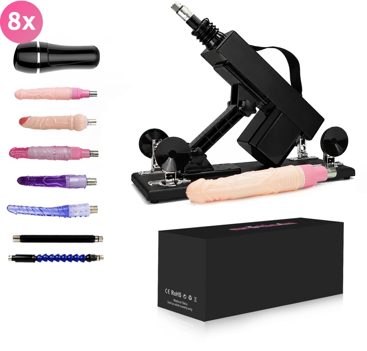 Compleet Khalifa Sex Machine Pakket met 8 Opzetstukken – Inclusief Dildo’s en Pocket Pussy – Seksmachine voor Mannen en Vrouwen – Neukmachine – Fuck machine – Discreet Verzonden — afbeelding 1