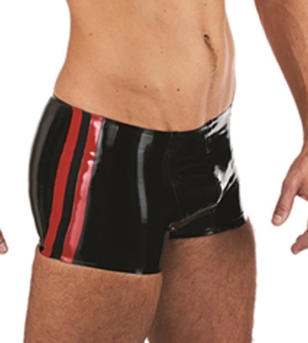 Mister B Rubber Trunks zwart met rode bies xl — afbeelding 1