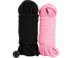 Banoch | bondagetouw roze + zwart 2 x 10 meter | katoen zonder kern | zacht