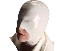 Latex masker wit - Rubber - Open mond - BDSM - XS, S en M