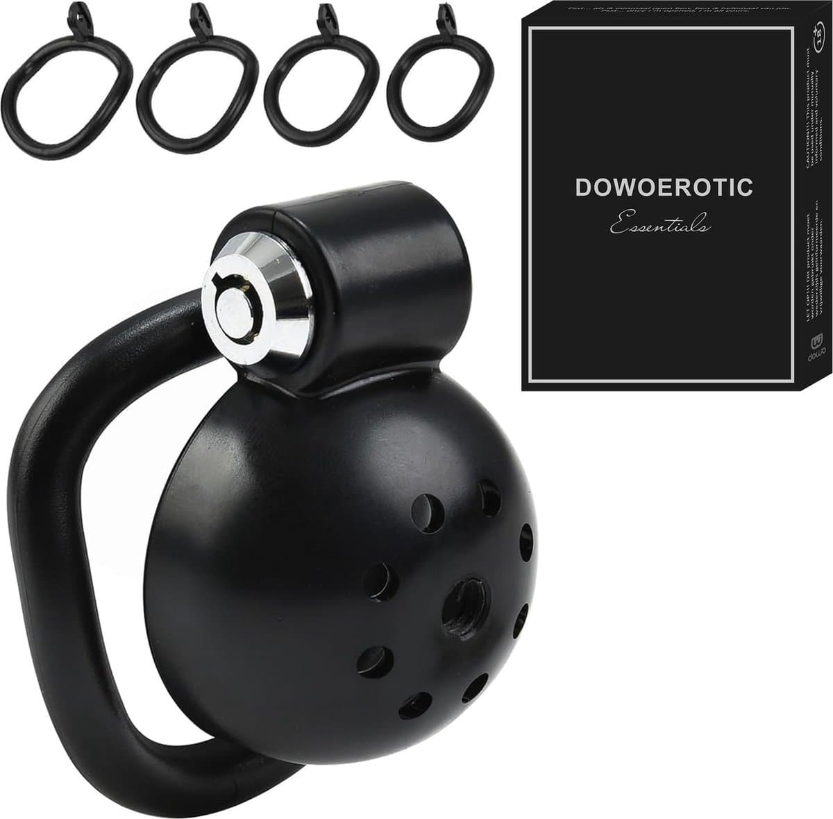 DOWO® - Mini Locker - Kuisheidskooi- Chastity cage - Peniskooi – Hemisferisch - ABS - Zwart - 4 Maten — afbeelding 1