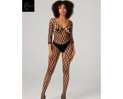 Sexy Erotische Body – Netstof – Gaas – Open Kruis Catsuit – Sexy Bodystocking – Erotische Lingerie voor Vrouwen – Stretch – Sexy Lingerie – Lingerie Erotisch – Kinky – Clubwear – One Size – Dare to Undress
