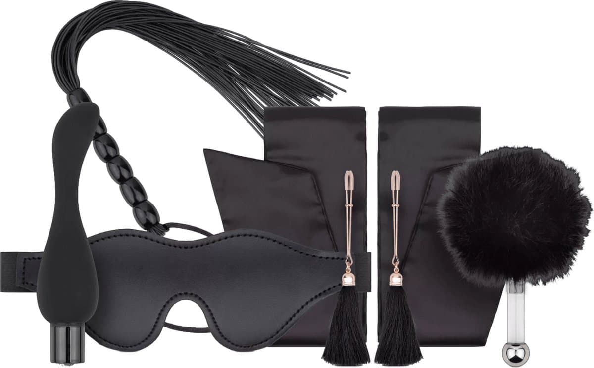 BDSM - Starter Set - Vibrator - Bondage - Oogmasker - Bondagebanden - Flogger - Tepelklemmen - Kietelaar - Meerdere kleuren - FeelzToys - Bondage Bliss — afbeelding 1