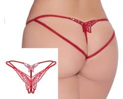CHPN - Sexy string - Peek-a-boo string - Vlinder - Rode string met open kruis - Rood - Vlinder string - Sexy lingerie - Erotische string - Seks- en Pikant slipje