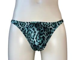 LekkerStout Heren Luipaard String - Turquoise - Sexy Herenondergoed | XL | ( LS248 )