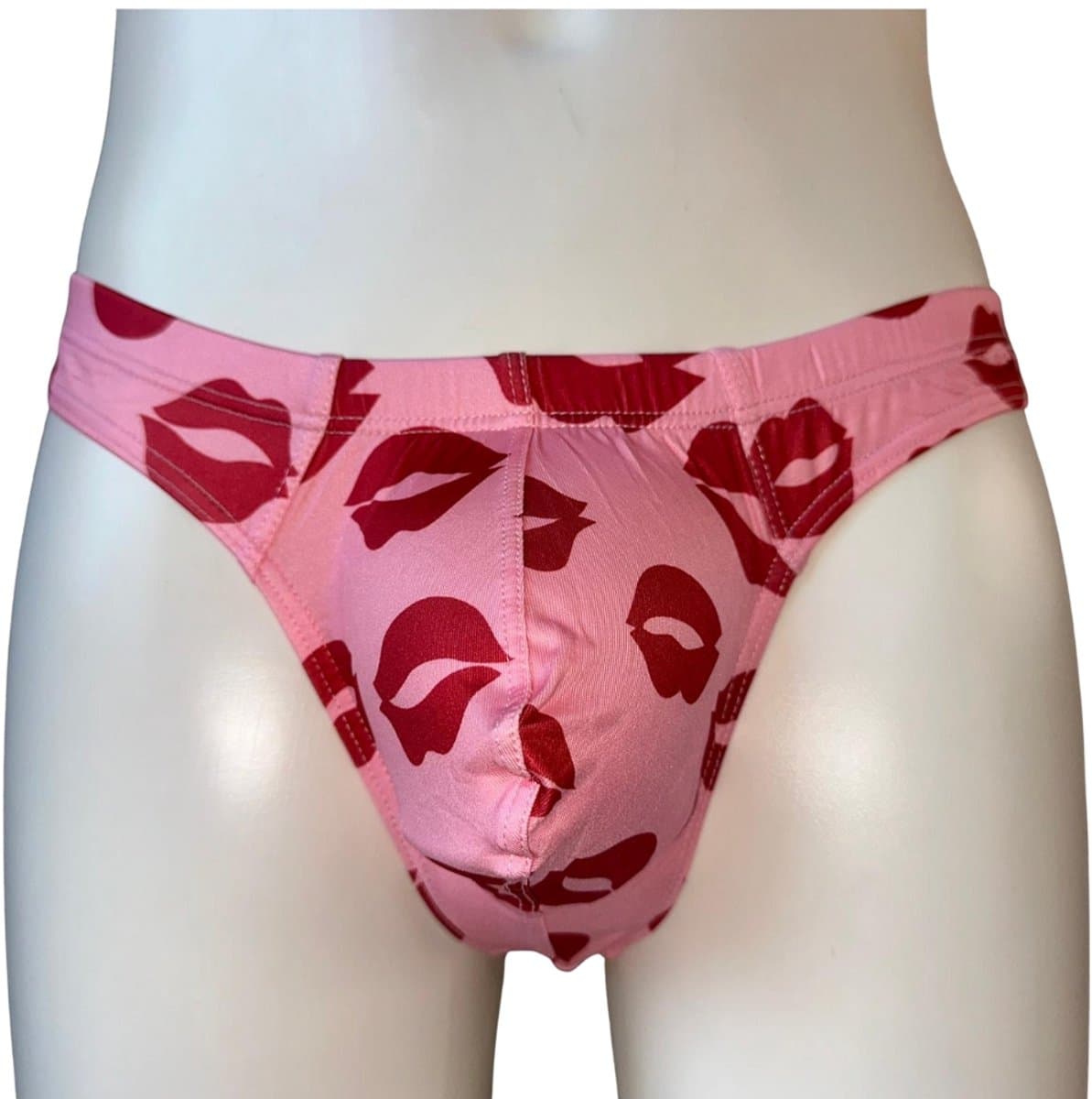 LekkerStout Heren String - Kusjes-Print - Roze/Rood - Sexy Herenondergoed | M | ( LS246 ) — afbeelding 1