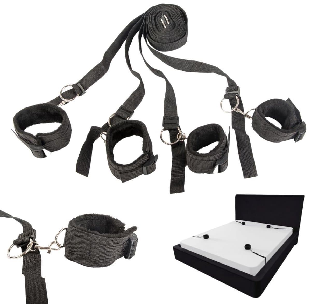 BDSM Bondage set - Handboeien - Bed Harnas Set - Verstelbaar - Pluche — afbeelding 1