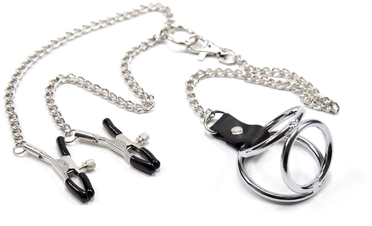 Smart Moves - Nipple Clamps with Cock Rings M silver — afbeelding 1