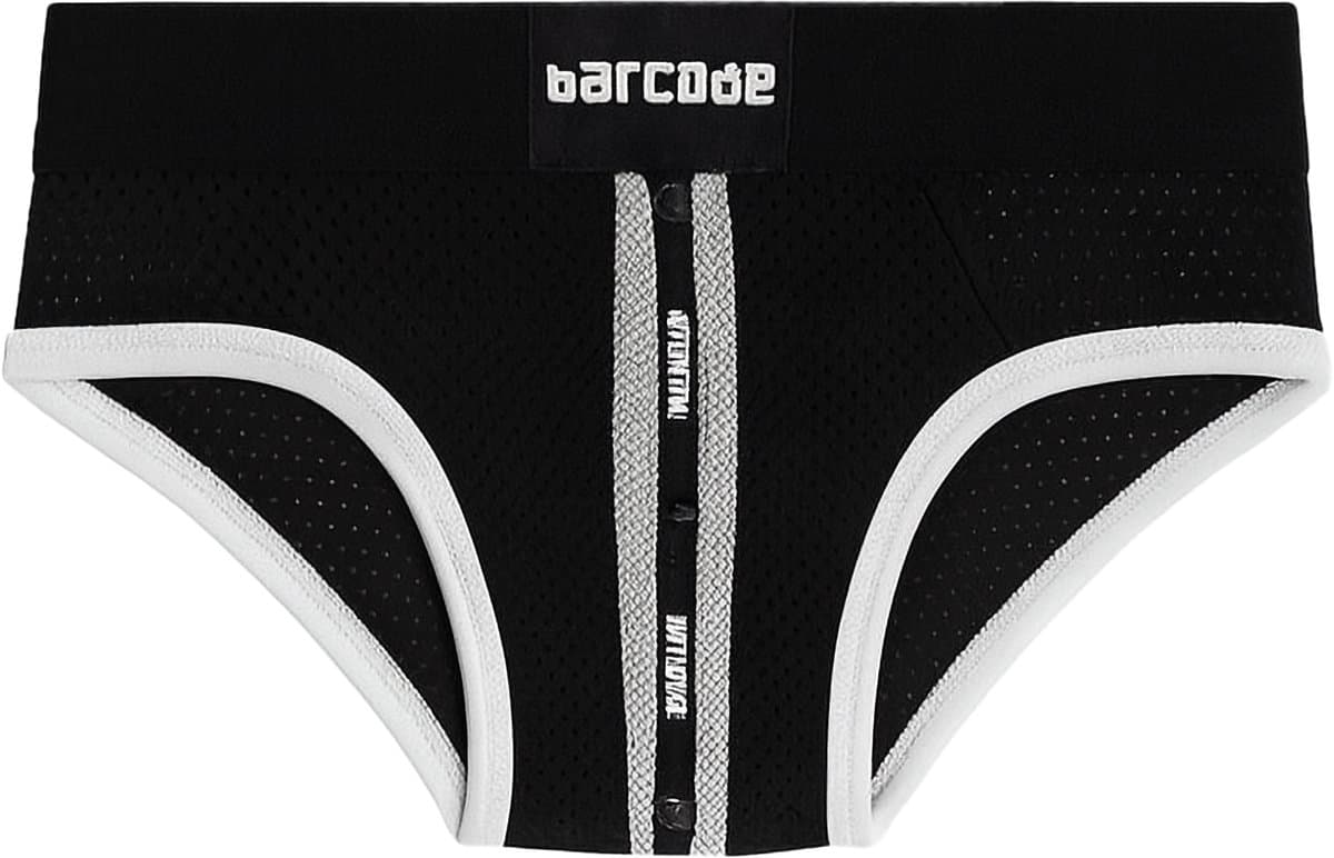 Barcode Berlin Mesh Brief Sicile Black-White - MAAT L - Erotisch Heren Ondergoed - Slip voor Man - Sexy mannen Slip — afbeelding 1