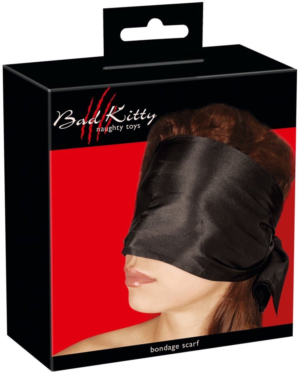 Bad Kitty - Satijnen Bondage Blinddoek Licht Transparant – Zwart — afbeelding 1