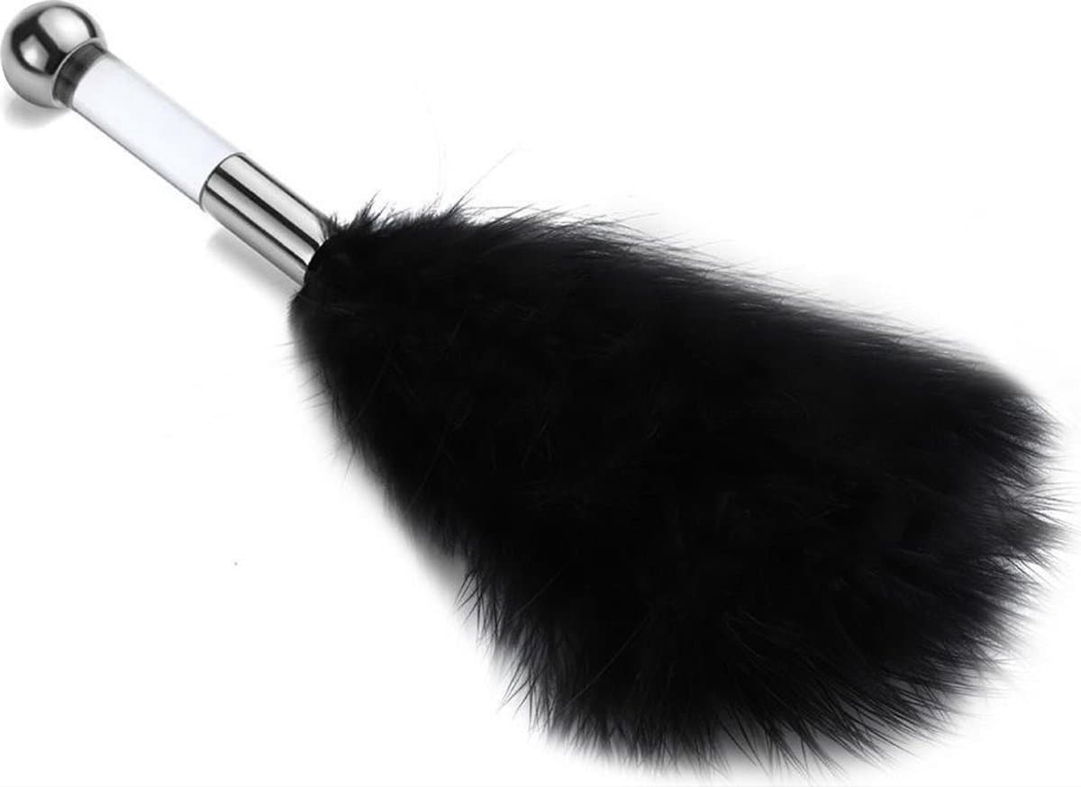 *** Zwart/Zilver Sensuele Kietelaar Strelen - Erotische Teasing - Paarse Pluim voor Flirten, Strelen en BDSM - Partner Rollenspel - van Heble® *** — afbeelding 1