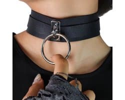 Sexy BDSM Choker Hals – Bondage Harnas - Kunstleer met Ring – One Size – Mannen en Vrouwen - Erotiek & Bondage - Tuigje - BDSM Sex Toys