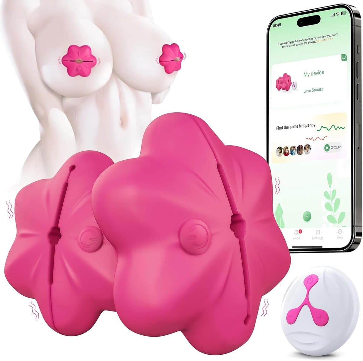 Daity Tepelvibrator - vibrerende tepelklem - 10 vibratiestanden x 3 instelbare intensiteiten - APP-afstandsbediening - seksspeeltje voor volwassenen - seksspeeltje voor vrouwenkoppels - seksproduct — afbeelding 1