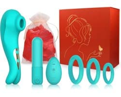 IVY LUX - Valentijn cadeautje voor haar - valentijn cadeautje voor hem - Sex toys voor koppels - Set met 3 artikelen inclusief romantische rozenblaadjes - Waterproof - Turquoise