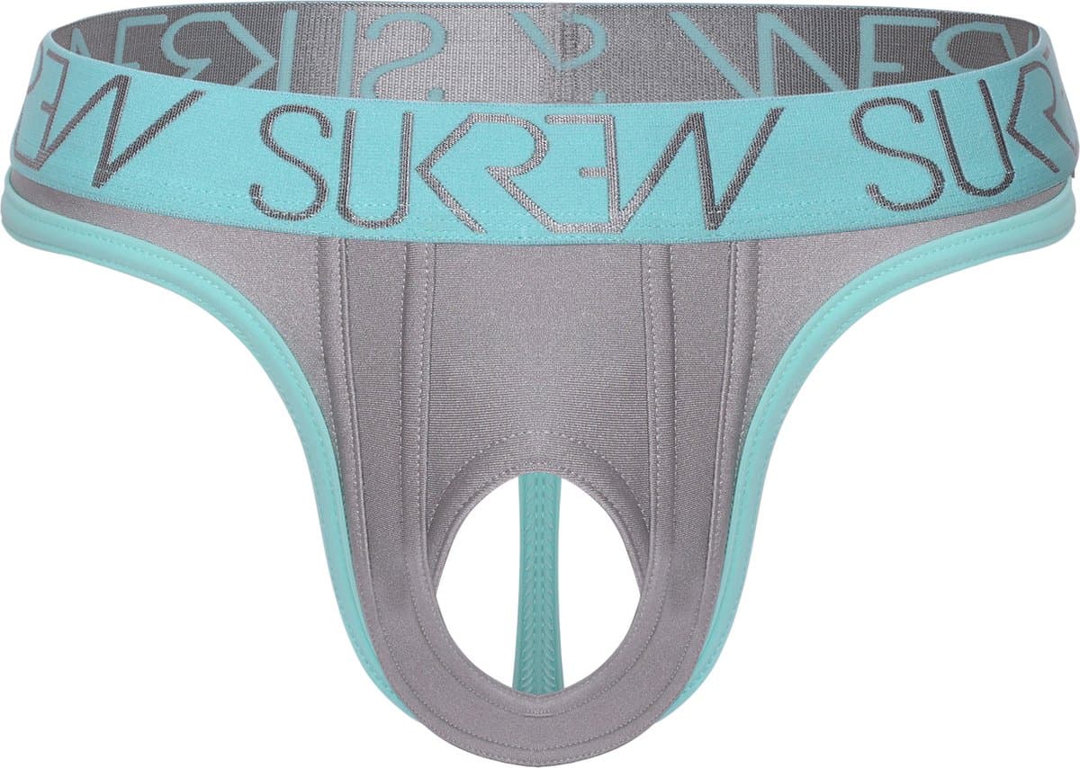 SUKREW U-Style Classic Thong Silver Sparkle - MAAT XXL - Erotisch Heren Ondergoed - String voor Man - Sexy mannen String — afbeelding 1