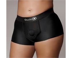 Shots - Ouch! OU825BLKXLXXL1 - Vibrating Strap-on Boxer - Black - XL/XXL