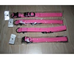 Nylon halsband met led - roze - S (28-38cm)