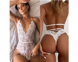CHPN - Sexy Bodystocking - Sexy Lingerie - Bodysuit - Sexy Body - Wit - Lace - Kant - Mooie lingerie - One size - Sexy set