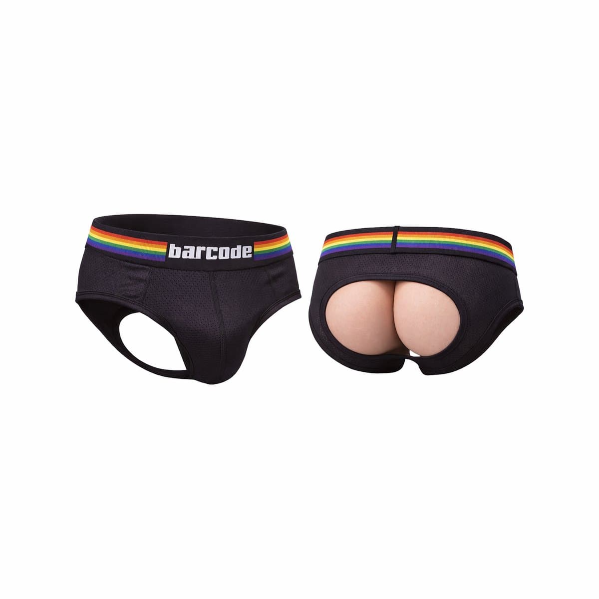 Barcode Berlin Backless Brief Pride Black - MAAT L - Erotisch Heren Ondergoed - Slip voor Man - Sexy mannen Slip — afbeelding 1