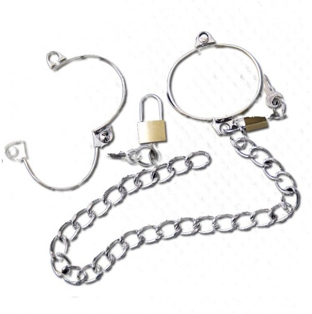 Nooitmeersaai - Enkelboeien met ketting - Metaal - 5,5 x 4,5 cm - incl. hangsloten en sleutels — afbeelding 1