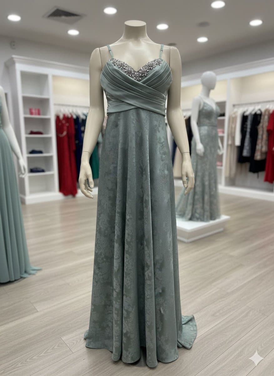 Lange Satijnen Avondjurk Dames – Elegante Gala Jurk met Kant & Verstelbare Bandjes – Luxe Feestjurk — afbeelding 1