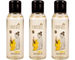 Lovegel - Erotisch massage olie - Vanille - 100 ml - 3 Stuks