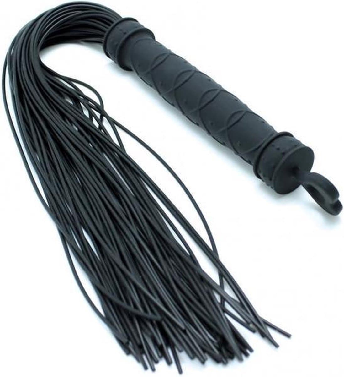 Rimba - Siliconen Flogger Zweep 48 strengen - Zwart — afbeelding 1