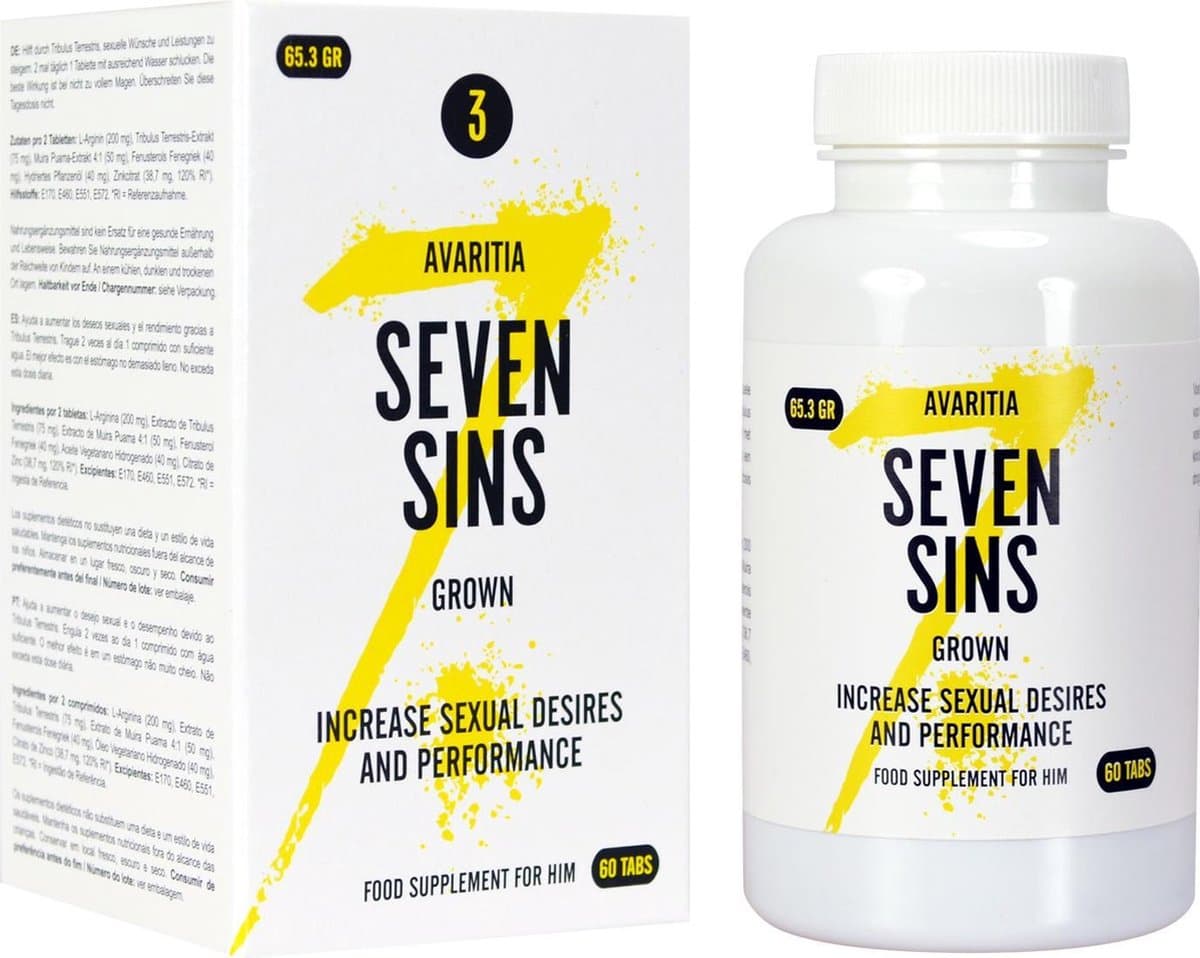 Seven Sins - Grown - Penisvergroting - 60 tabletten — afbeelding 1