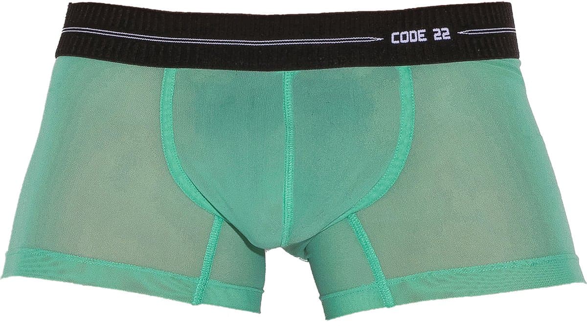 CODE 22 Sheer Mesh Trunk Green - MAAT S - Erotisch Heren Ondergoed - Boxershort voor Man - Sexy mannen Boxershort — afbeelding 1