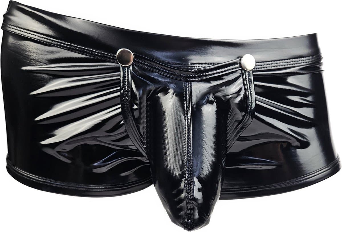 BamBella ® - Boxer short Maat S Zwart Datex (Latex en stof SM kleding BDSM kruisloos erotische heren kleding — afbeelding 1