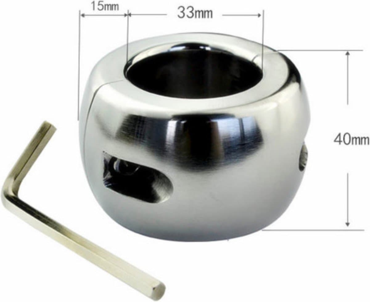 KG Heavy Stainless Steel Ball Stretcher 40 x 33 x 1.5 mm 411 gram deelbaar — afbeelding 1