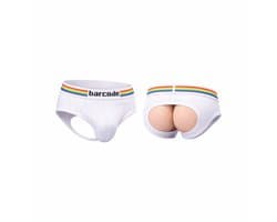 Barcode Berlin Backless Brief Pride White - MAAT XL - Erotisch Heren Ondergoed - Slip voor Man - Sexy mannen Slip