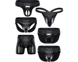 SUKREW Wet Look FETISH Collection - The Ultimate Multipack - MAAT XS - Erotisch Heren Ondergoed - String voor Man - Sexy mannen String